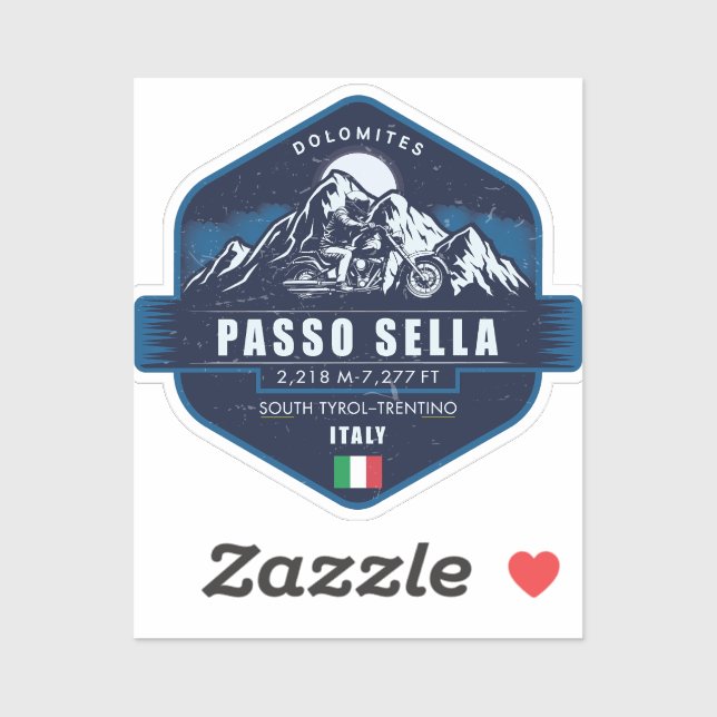 Passo Sella Dolomites Motorcycle Adventure Badge (Sheet)