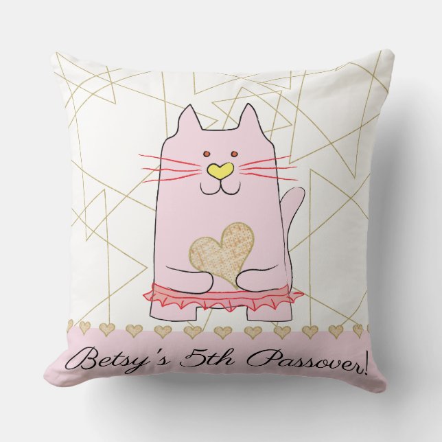 Passover 20/20" Pillow Pink Cat Ballerina (Front)