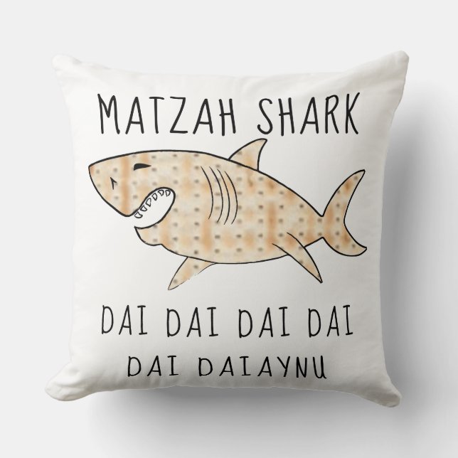 Passover 20 x 20 Daiaynu Matzah Shark Cushion (Front)