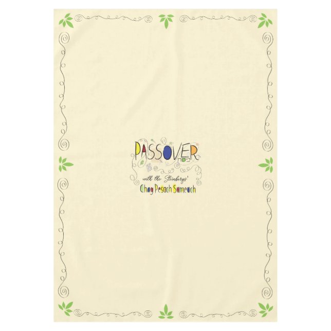 Passover 60/84" Tablecloth "Passover Chag Sameach" (Front)