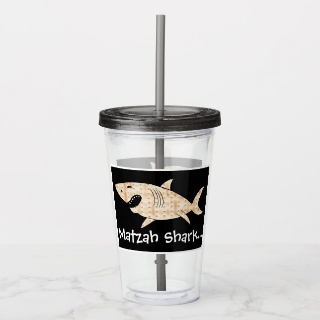Passover Acrylic Tumbler 16 oz Matzah Shark (Front)