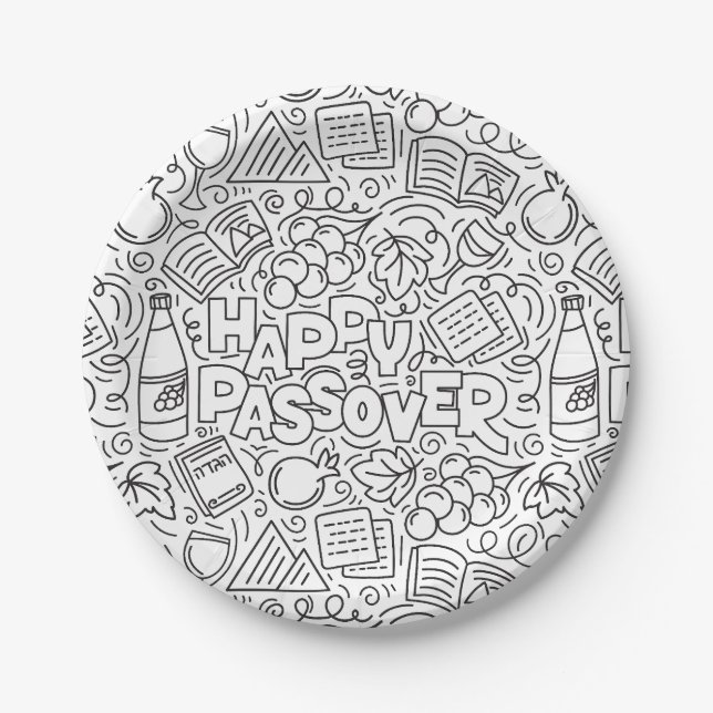 Passover Black and White Paper Plate (Front)