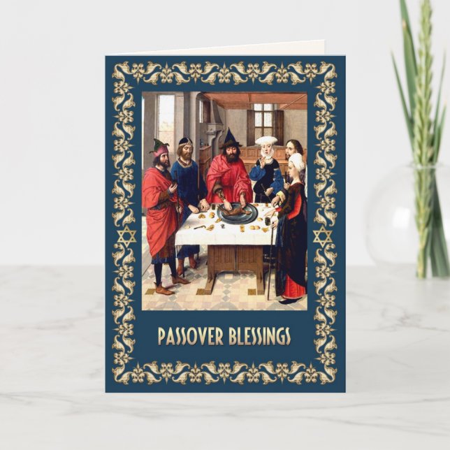 Passover Blessings. Fine Art Customisable Cards (Front)