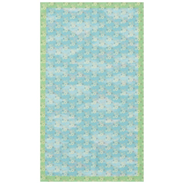 Passover Blue and Green Star of David Tablecloth (Front)
