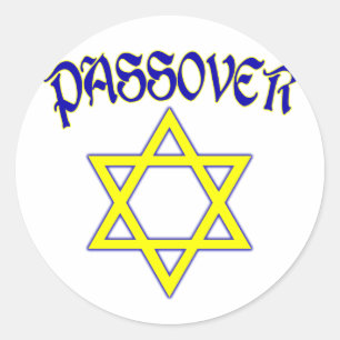 Passover Blue & Gold Classic Round Sticker