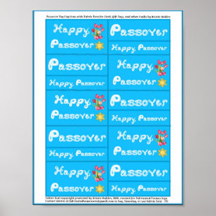 Passover Fabric Font Tulips Star of David Tags Poster