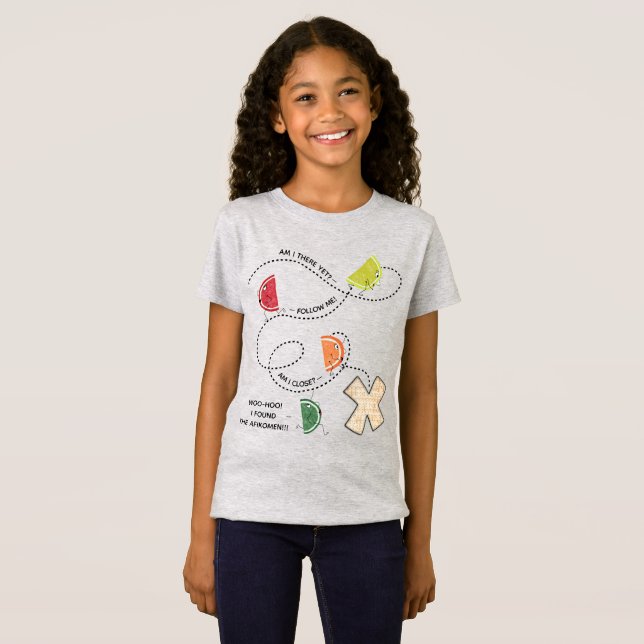 Passover "Find the Afikomen" Girls' Jersey T-Shirt (Front Full)