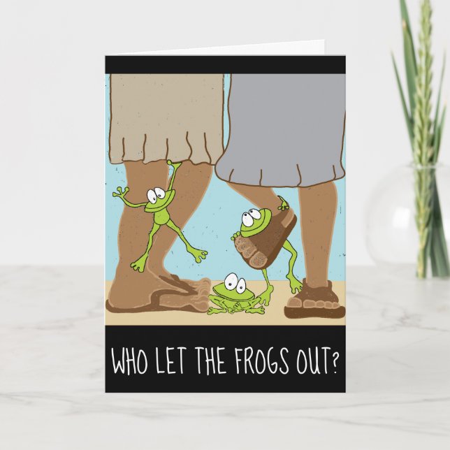 Passover Greeting Card "Who Let The Frogs Out?" (Front)