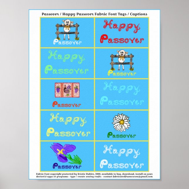 Passover / Happy Passover Fabric Font Tag Captions Poster (Front)