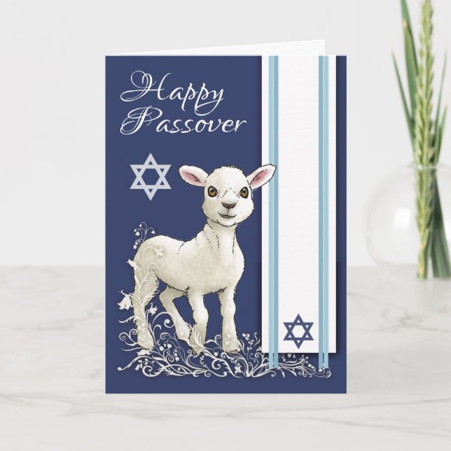 Passover Little Lamb Star And Tallit Card (Front)