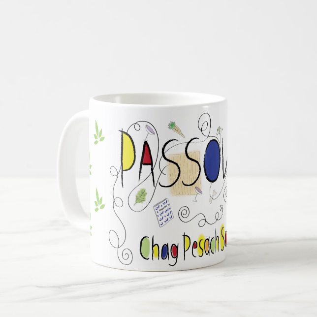 Passover Mug 11 oz Chag Pesach Sameach (Front Left)