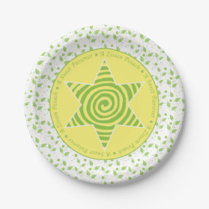 Passover Paper Plate "Green/Yellow Leaves Design"