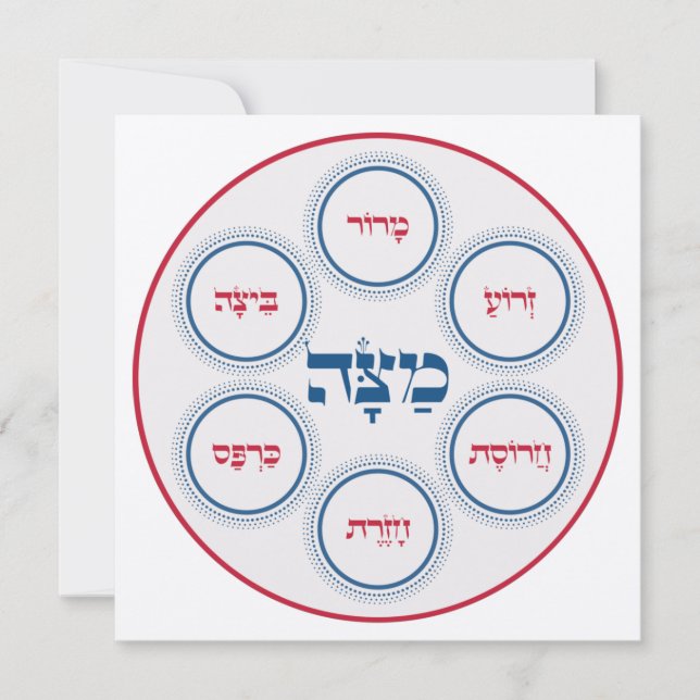 Passover Pesach Seder Plate Hebrew Modern (Front)