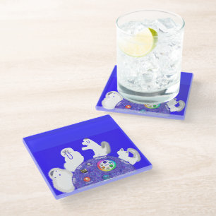 Passover Pesach Seder Table with Animals Glass Coaster