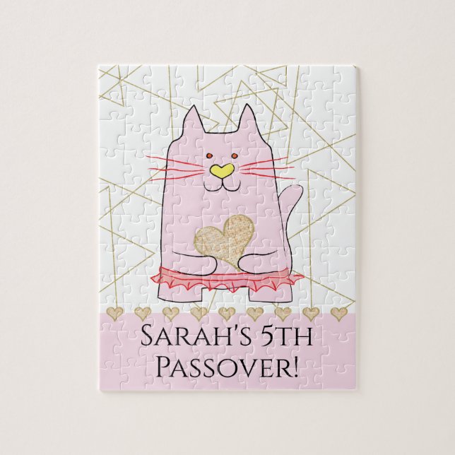 Passover Pink Cat Ballerina Puzzle for Kids (Vertical)