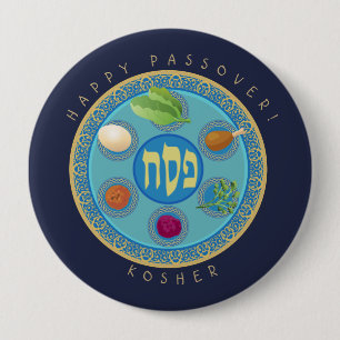 Passover Plate Kosher Pesach 10 Cm Round Badge
