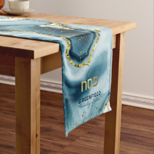 Passover Seder Hebrew Teal Agate Personalised Medi Medium Table Runner