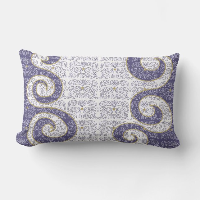 Passover Seder Lumbar Pillow "Passover Paisley" (Front)