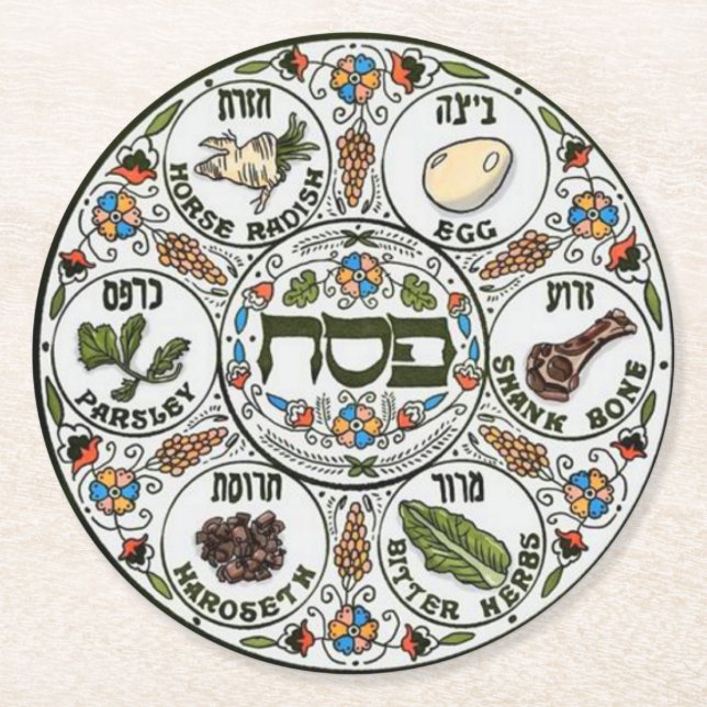  Passover Seder plate Round Paper Coaster (Front)