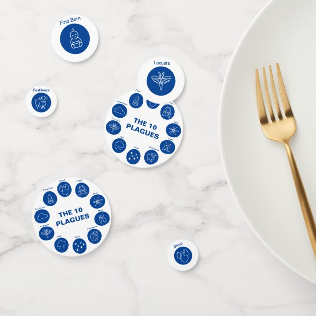 Passover Seder The 10 Plagues Blue and White Confetti (Group)