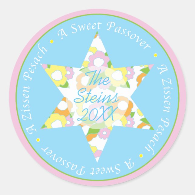 Passover Sticker Circle "Passover Flowers" (Front)