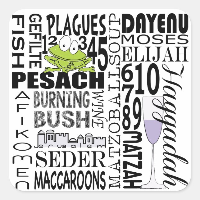 Passover Sticker Square "Dayenu and more...." (Front)