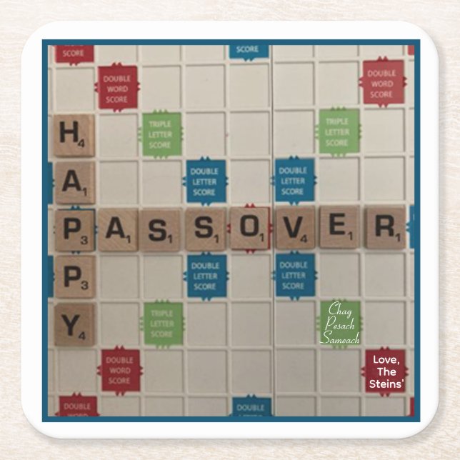 Passover Word Search Square Paper Coaster (Front)