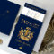 Passport Destination Wedding Faux gold invitation