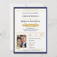 Passport Destination Wedding Monogram Invitation