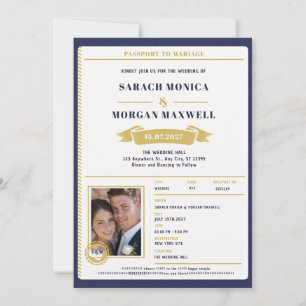 Passport Destination Wedding Monogram Invitation