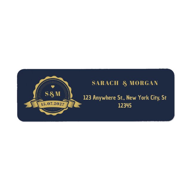 Passport Destination Wedding Monogram Navy Blue (Front)