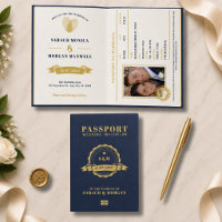 Passport Destination Wedding Monogram Navy Blue