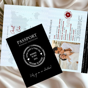 Passport Destination Wedding red invitation