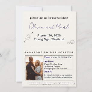 Passport RSVP Card – Navy & Gold Destination