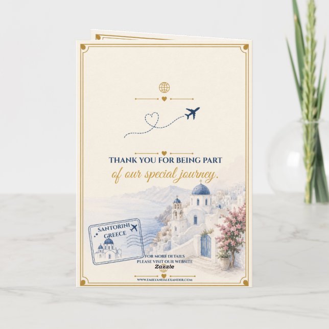 Passport RSVP Card Santorini Wedding (Back)