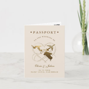 Passport St. Lucia Caribbean Destination Wedding Invitation