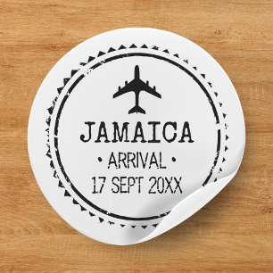 Passport Stamp Jamaica Destination Wedding Classic Round Sticker