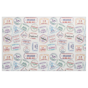 Passport Stamp Pattern Print Fabric