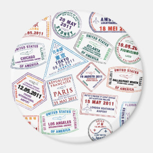 Passport Stamp Pattern Print Magnet