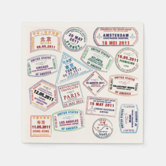 Passport Stamp Pattern Print Napkin