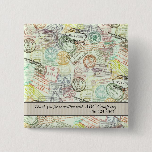 Passport Stamp Print Button (Front)