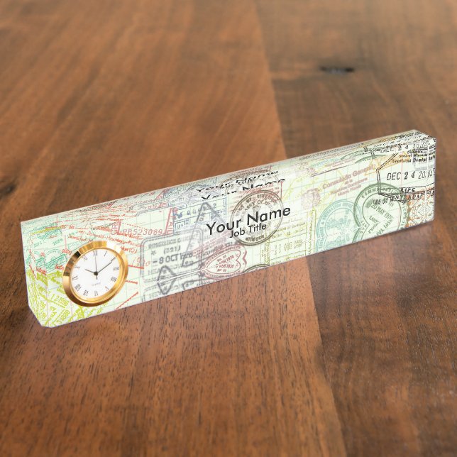 Passport Stamp Print Name Plate (Side)