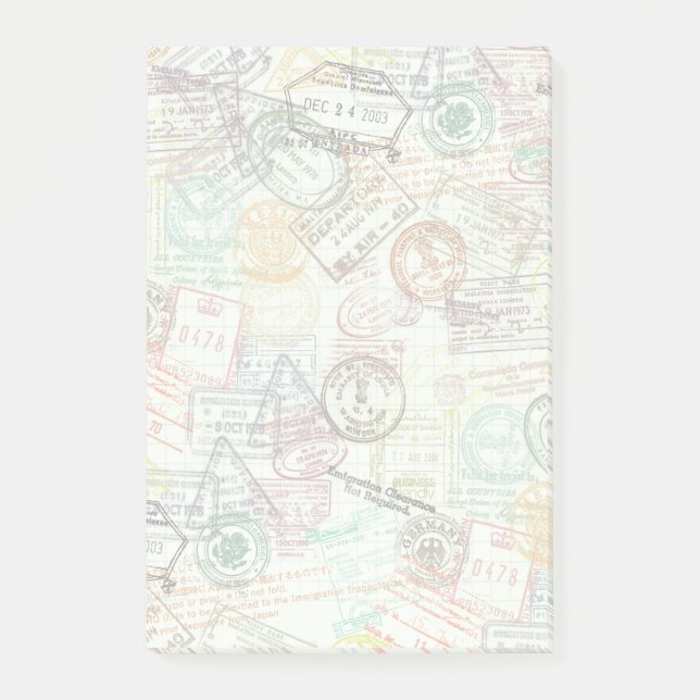 Passport Stamp Print Post-It Note (Front)