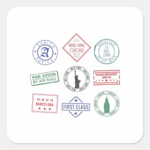 Passport Stamp Square Sticker