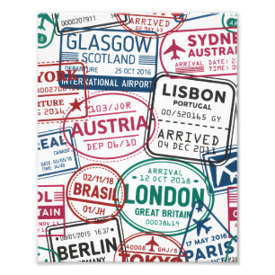 Passport Stamps Addict Retro World Traveler  Photo Print