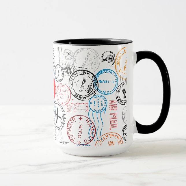 Passport Stamps Travel Design Mug (Right)