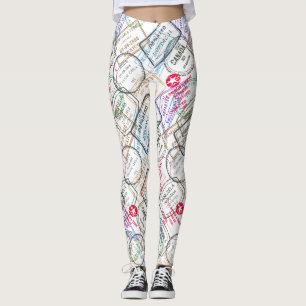 Passport Stamps Travel Leggings