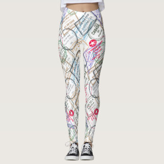 Passport Stamps Travel Leggings