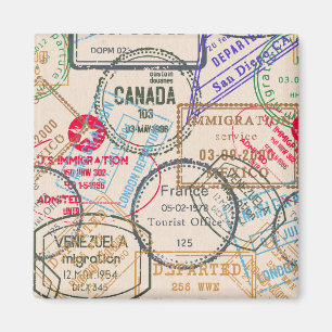Passport Stamps Travel Magnet