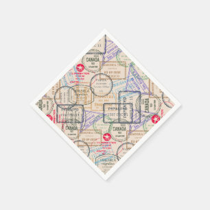 Passport Stamps Travel Napkin
